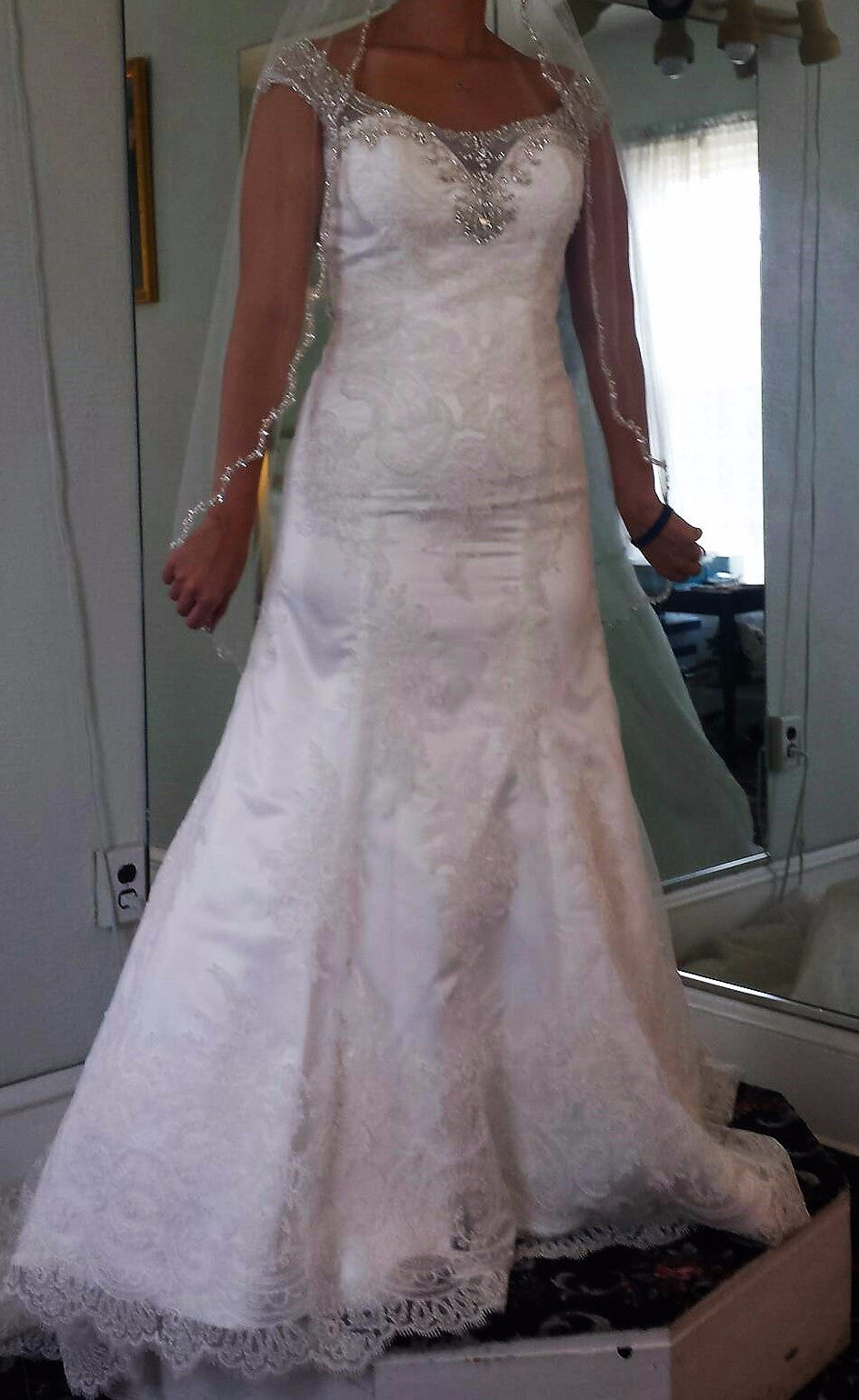 Christina Wu 'White' size 12 new wedding dress front view on bride