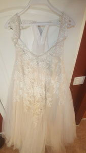 Demetrios 'Cosmobella' size 10 new wedding dress back view on  hanger