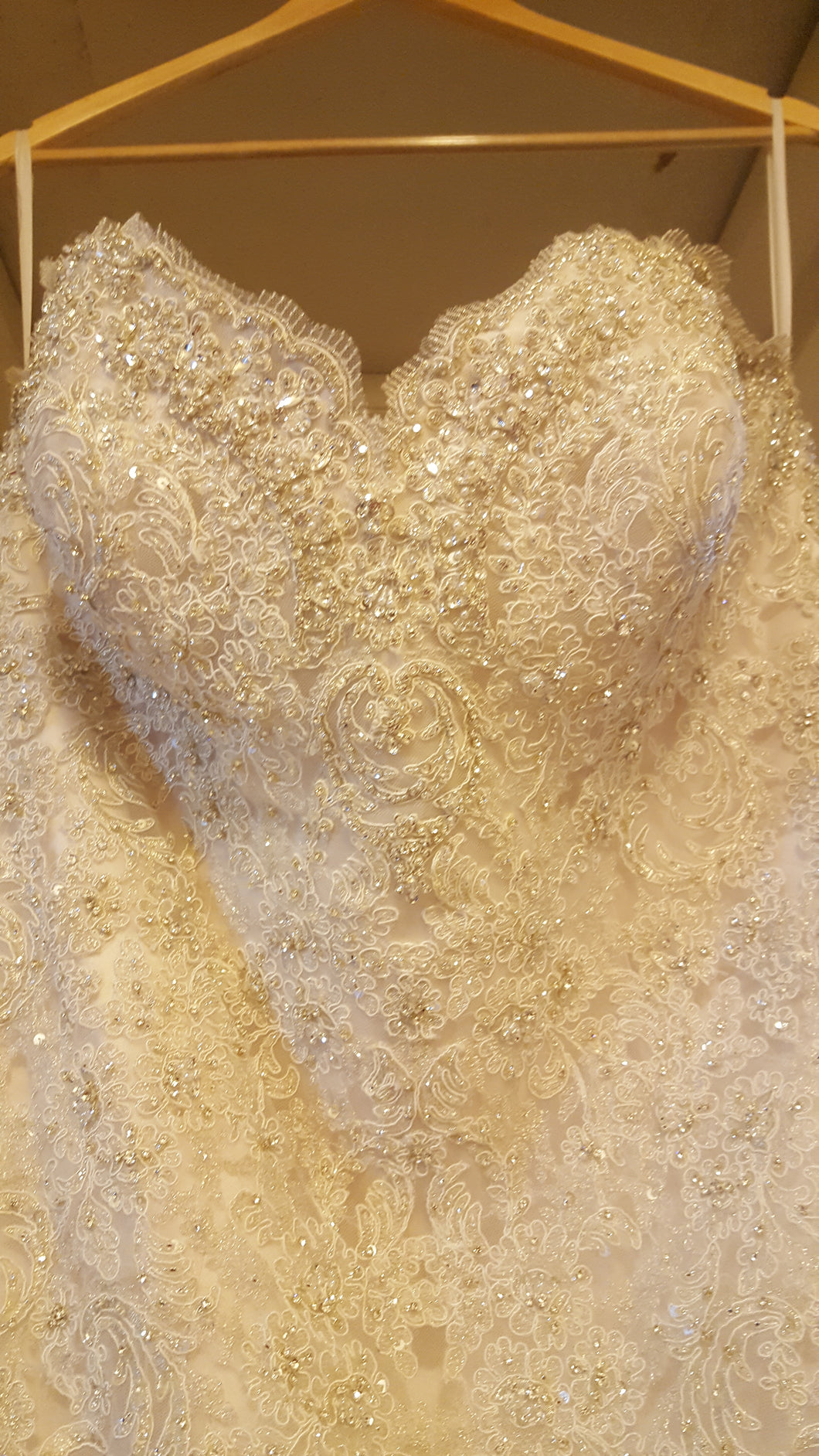 Allure Bridals 'Unforgettably Chic' size 24 used wedding dress front view on hanger