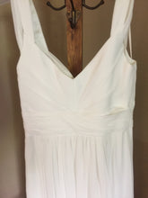 Load image into Gallery viewer, LuLus &#39;Gathered Flowing&#39; size 4 new wedding dress back view on hanger
