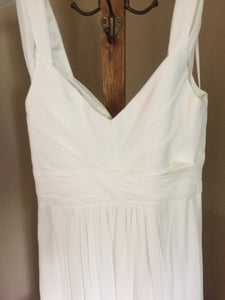 LuLus 'Gathered Flowing' size 4 new wedding dress back view on hanger