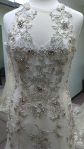Badgley Mischka 'Dietrich' size 6 sample wedding dress front view close up