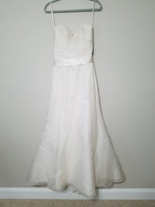 Amsale 'R103G' size 4 sample wedding dress back view on model