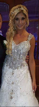 Load image into Gallery viewer, Custom &#39;Chellen&#39; size 6 used wedding dress front view on bride

