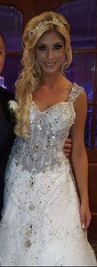 Custom 'Chellen' size 6 used wedding dress front view on bride