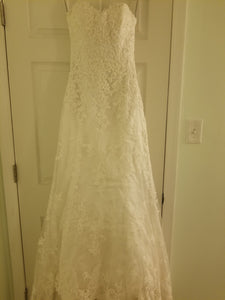 Maggie Sottero 'Emma' size 4 used wedding dress front view on hanger