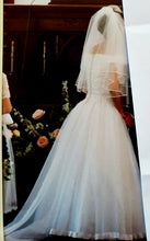 Load image into Gallery viewer, Custom &#39;Georgette of Boston&#39; size 6 used wedding dress back view on bride
