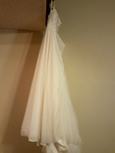Essence of Australia '2466' size 14 used wedding dress side view on hanger