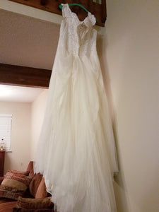 Essence of Australia '2466' size 14 used wedding dress back view on hanger