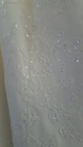 David's Bridal 'Long Sleeve Chiffon' size 8 new wedding dress close up of fabric
