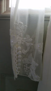 David's Bridal 'Long Sleeve Chiffon' size 8 new wedding dress view of body of dress