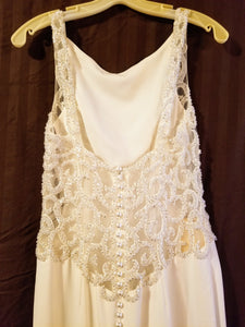 Galina Signature 'Beaded Illusion' size 8 new wedding dress back view on hanger