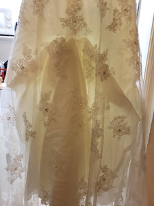 David's Bridal 'Cap Sleeve Lace Over Satin T3299'