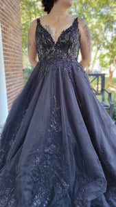 Brides & Tailor 'Black Lace Ball Gown Wedding Dress'