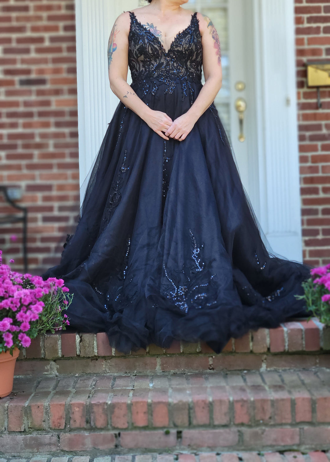 Brides & Tailor 'Black Lace Ball Gown Wedding Dress'