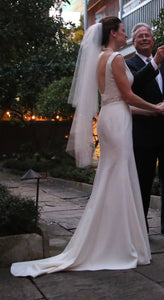 Modern Trousseau 'Minnie' size 4 used wedding dress side view on bride