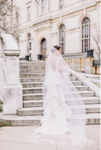 Oscar de la Renta 'Landon' size 8 used wedding dress back view on bride