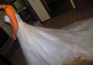 Allure '8377' size 8 used wedding dress side view on bride