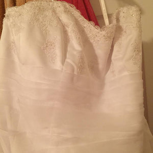 David's Bridal 'A Line' size 24 new wedding dress front view on hanger