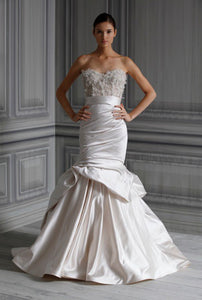 Monique Lhuillier 'Eternity Skirt/ Tuberose Corset' size 4 used wedding dress front view on model