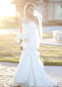Pnina Tornai Pleated & Beaded Mermaid Wedding Dress - Pnina Tornai - Nearly Newlywed Bridal Boutique - 1