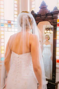 Martina Liana '419' size 6 used wedding dress back view on bride