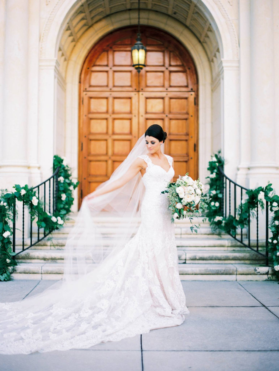 'Martina Liana 'ML803CRZP' size 6 used wedding dress front view on bride