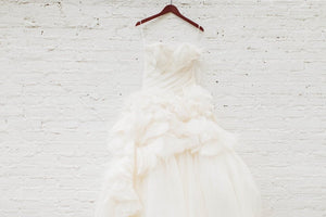Vera Wang 'Hayley' size 4 used wedding dress front view on hanger