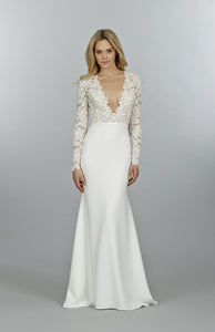 Tara Keely 'Lace and Crepe' size 8 new wedding dress front view on model