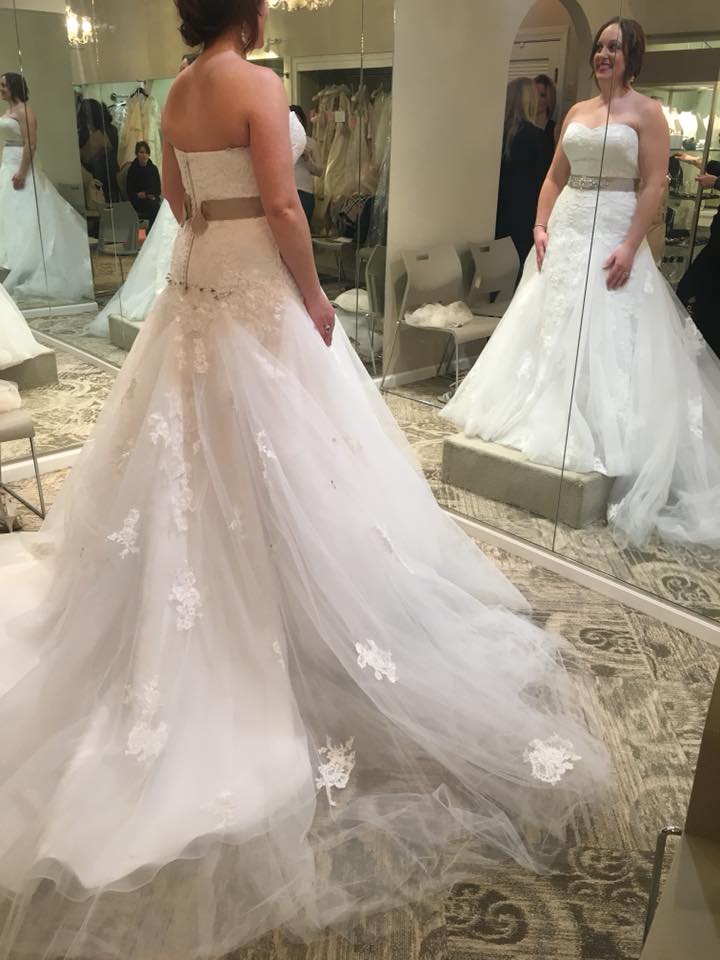 Enzoani 'Classic' size 12 new wedding dress back view on bride