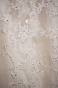 Sottero and Midgley 'Suzette' size 10 used wedding dress close up of fabric