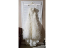 Load image into Gallery viewer, Galina Signature &#39;Basket Woven Trumpet&#39; size 6 new wedding dress front view on hanger
