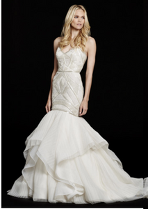 Hayley Paige 'Yoko 6561' size 10 used wedding dress front view on model