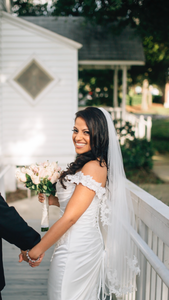 Sophia Tolli 'Magnolia' size 4 used wedding dress side view on bride