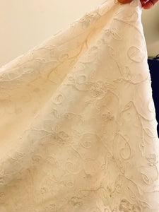 Oleg Cassini 'A-Line Tank Scoop Neckline with Embroidery on Organza Overlay'