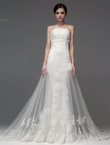 Custom 'Trumpet/Mermaid' size 10 new wedding dress front view on model