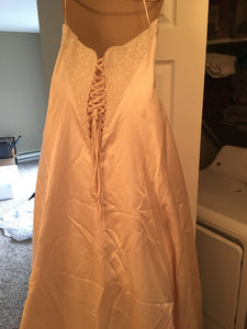 Maggie Sottero 'Strapless Beaded' size 14 used wedding dress back view on hanger