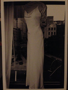 Amsale 'Cowl-Scoop' size 10 used wedding dress front view on bride