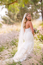 Load image into Gallery viewer, Matthew Christopher &#39;Cosette&#39; size 12 used wedding dress side view on bride
