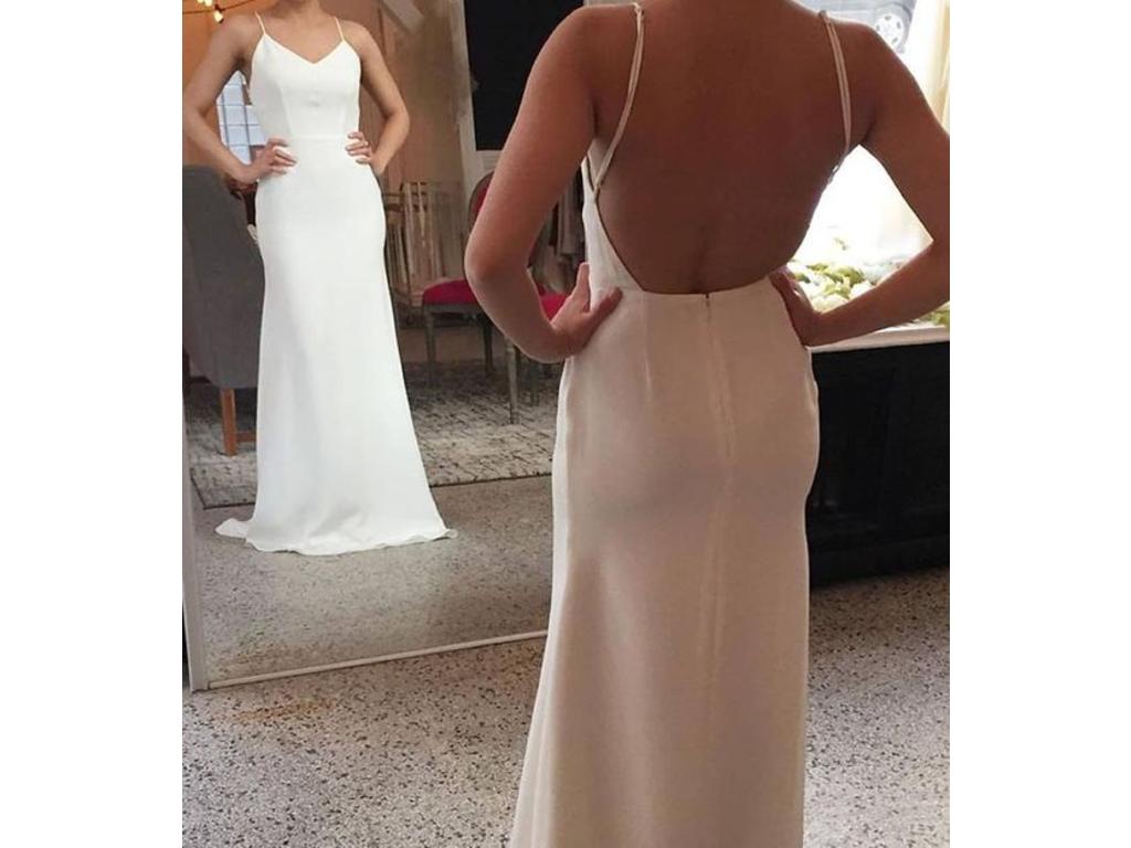 Sarah Seven 'Marseille' size 8 new wedding dress front/back views on bride