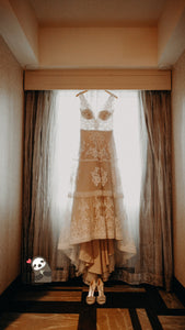 Randi Fenoli 'Spring 2018' size 10 used wedding dress front view on hanger