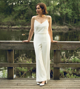 BHLDN 'Amsale Allison Jumpsuit' wedding dress size-04 PREOWNED