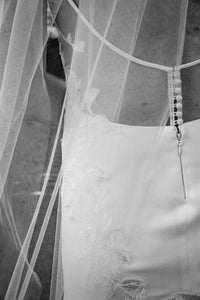 Lela Rose 'The Inlet' size 8 used wedding dress back view on bride