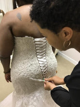 Load image into Gallery viewer, Allure Bridals &#39;Unforgettably Chic&#39; size 24 used wedding dress back view on bride
