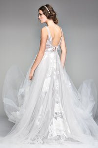 Watters 'Galatea 50704' size 10 used wedding dress back view on model