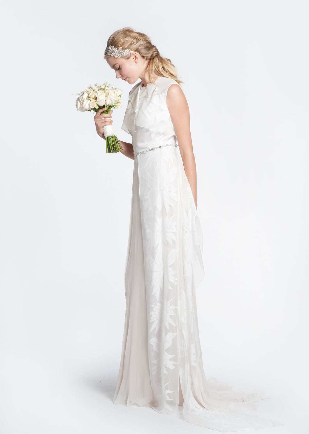 Bibhu Mohapatra 'Gwyneth' Blush & White Floral Wedding Dress - Bibhu Mohapatru - Nearly Newlywed Bridal Boutique - 1