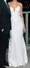 Load image into Gallery viewer, Pronovias &#39;Mermaid Crepe&#39; size 4 used wedding dress front view on bride
