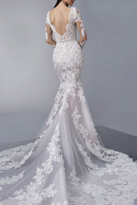 Enzoani 'Mary' size 4 new wedding dress back view on model