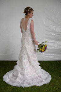 Galina Signature 'Extra Length V-Plunge Gown With Tiered SkirtTulle ' wedding dress size-08 NEW
