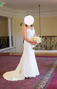 Oleg Cassini 'Strapless Lace Trumpet Dress CRL277' wedding dress size-04 PREOWNED